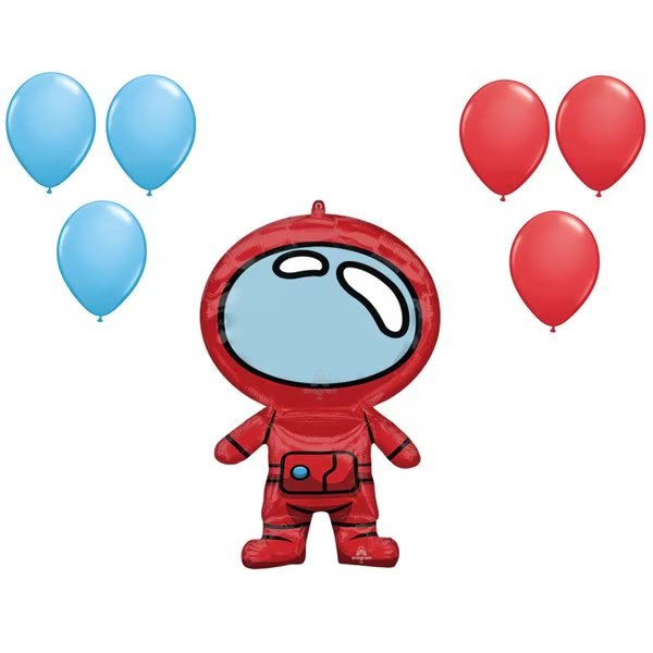 Space, Alien, Rocket Theme Balloon Set, 30 inch SPIES IN SPACE SUPERSHAPE and 6x latex balllons, Loonballoon, Mfr#: 43617-01-A-P